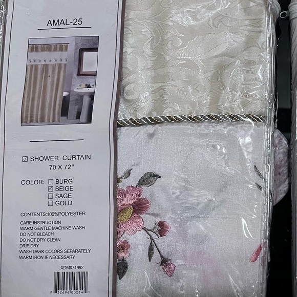 PM120223 Three Piece Embroidered Towel Set and Two Matching Shower Curtains - Picture 6 of 6